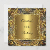 Gold Black 60th Birthday Elegant Invite 2 Kaart (Voorkant)