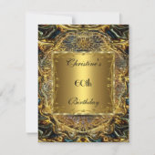 Gold Black 60th Birthday Elegant Invite 3 Kaart (Voorkant)