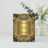 Gold Black 60th Birthday Elegant Invite 3 Kaart (Staand voorkant)