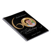 Gold Black 60th Birthday Elegant Script Guestbook Notitieboek (Rechterzijde)