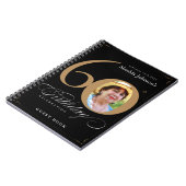 Gold Black 60th Birthday Elegant Script Guestbook Notitieboek (Linkerzijde)