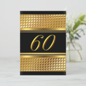 Gold & Black 60th Birthday Party Invitation Kaart (Staand voorkant)