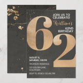 Gold Black 62e verjaardag uitnodiging (Voorkant / Achterkant)