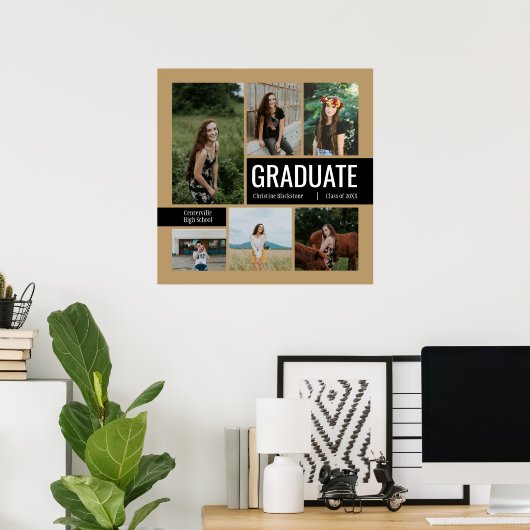 Gold & Black 6 Photo Afstuderen Poster (Thuiskantoor)