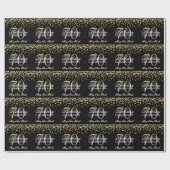 Gold Black 70th Birthday Glitter Confetti Cadeaupapier (Vlak)