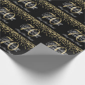 Gold Black 70th Birthday Glitter Confetti Cadeaupapier (Hoek)