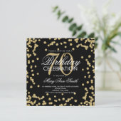 Gold Black 70th Birthday Glitter Confetti Kaart (Staand voorkant)