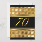 Gold & Black 70th Birthday Party Invitation Kaart (Voorkant)