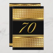 Gold & Black 70th Birthday Party Invitation Kaart (Voorkant / Achterkant)