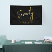 Gold & Black 70th Birthday Party Welkomstbanner Spandoek (Beurs)