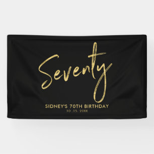 Gold & Black 70th Birthday Party Welkomstbanner Spandoek