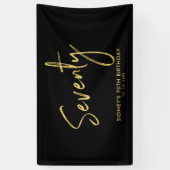 Gold & Black 70th Birthday Party Welkomstbanner Spandoek (Verticaal)