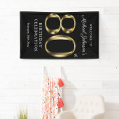 Gold & Black 80th Birthday Elegant Welcome Party Spandoek (Insitu)