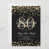 Gold Black 80th Birthday Party Glitter Confetti Kaart (Voorkant)