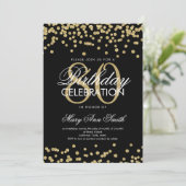 Gold Black 80th Birthday Party Glitter Confetti Kaart (Staand voorkant)
