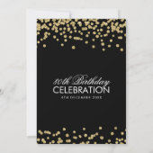 Gold Black 80th Birthday Party Glitter Confetti Kaart (Achterkant)