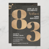 Gold Black 83rd Birthday Invitation Kaart (Voorkant / Achterkant)