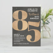 Gold Black 85th Birthday Invitation Kaart (Staand voorkant)