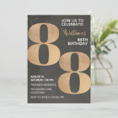 Gold Black 88th Birthday Invitation Kaart (Staand voorkant)