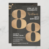 Gold Black 88th Birthday Invitation Kaart (Voorkant / Achterkant)