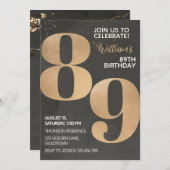 Gold Black 89th Birthday Invitation Kaart (Voorkant / Achterkant)