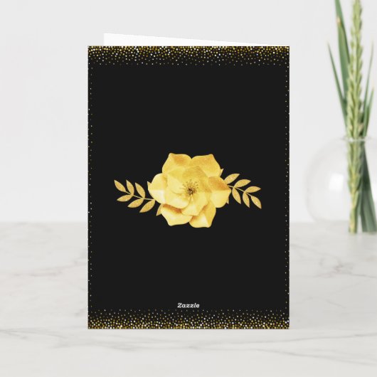 Gold & Black 8th Anniversary Card – Floral Couple Kaart (Achterkant)
