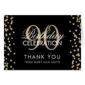 Gold Black 90th Birthday Hartelijk dank Glitter (Voorkant Horizontaal)