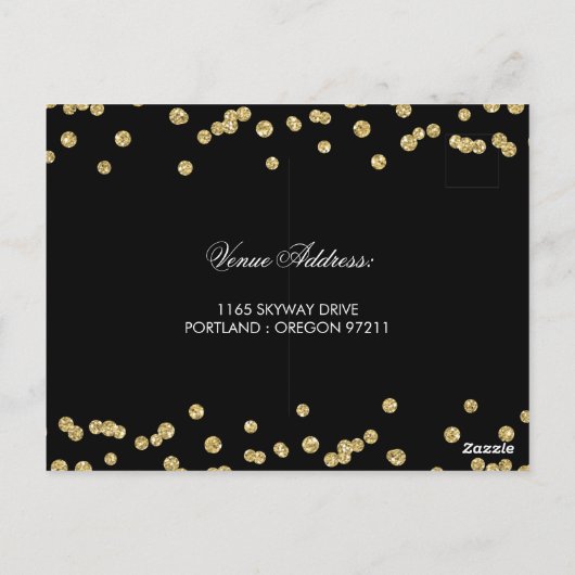 Gold Black 90th Birthday Save Date Confetti Invita Briefkaart (Achterkant)