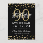 Gold Black 90th Birthday Save Date Confetti Invita Briefkaart (Voorkant)