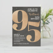 Gold Black 95th Birthday Invitation Kaart