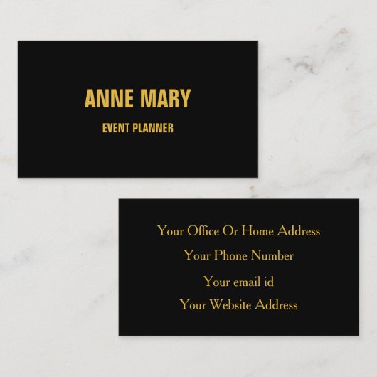 Gold Black, aangepaste kleuren, moderne klassy ele Visitekaartje (Voorkant / Achterkant)