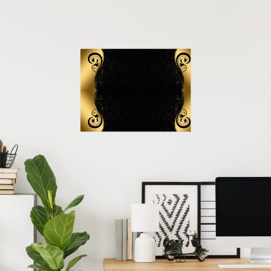 Gold Black Abstract Art Poster (Thuiskantoor)