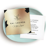 Gold Black Abstract lek Branch Square Bu Vierkante Visitekaartje