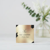 Gold Black Abstract lek Branch Square Bu Vierkante Visitekaartje (Staand voorkant)