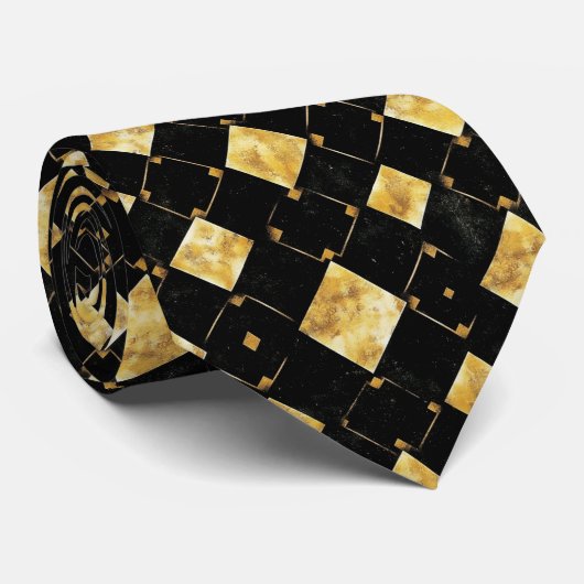 Gold Black Abstract patroon Stropdas (Opgerold)