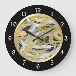 Gold Black Abstract wervelkolom Grote Klok