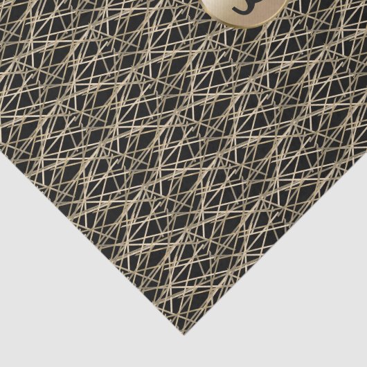 Gold Black Abstracte Glamour Glam Monogram Tissuepapier (Detail)