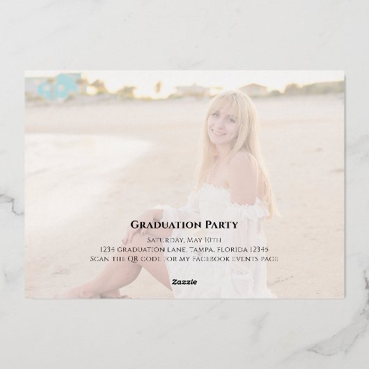 Gold Black Afstuderen Calligrafie Fotocollage Folie Uitnodiging (Achterkant)