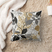 Gold, Black and Grey Leaf Vine Design Kussen (Deken)