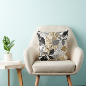Gold, Black and Grey Leaf Vine Design Kussen (Stoel)