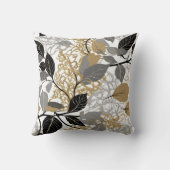 Gold, Black and Grey Leaf Vine Design Kussen (Achterkant)