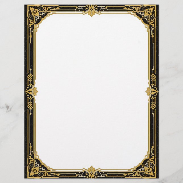 Gold Black and White Art Deco Briefhoofd (Voorkant)