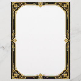Gold Black and White Art Deco Stationery Paper Briefhoofd