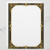 Gold Black and White Art Deco Stationery Paper Briefhoofd (Voorkant / Achterkant)