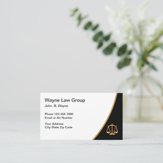 Gold Black and White Attorney Law Scale Visitekaartje (Staand voorkant)