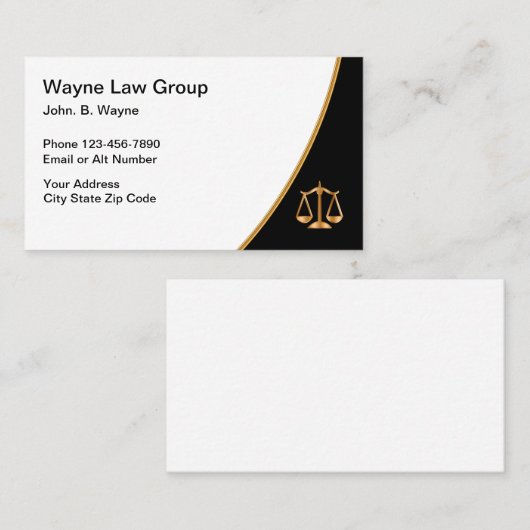 Gold Black and White Attorney Law Scale Visitekaartje (Voorkant / Achterkant)