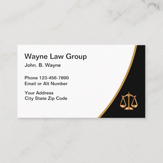 Gold Black and White Attorney Law Scale Visitekaartje (Voorkant)