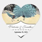 Gold Black Aqua Blue  Forest Peacock Hart Sticker (Voorkant)