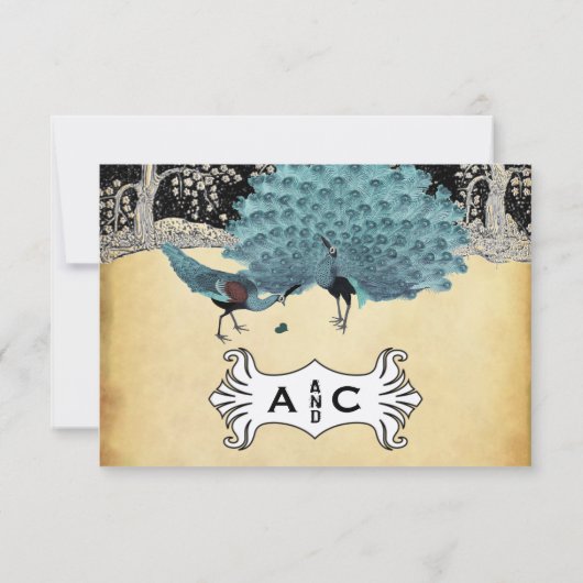 Gold Black Aqua Peacock Forest (Achterkant)