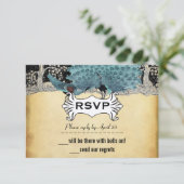 Gold Black Aqua Peacock Forest (Staand voorkant)